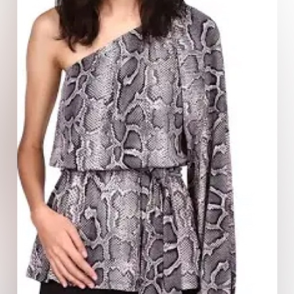 Michael Kors Black and Gray Patterned Top